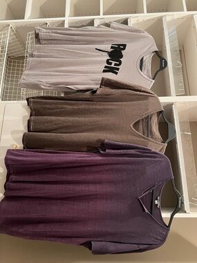 John Varvatos Trio: Light Gray Graphic, Taupe V-Neck, Plum V-Neck